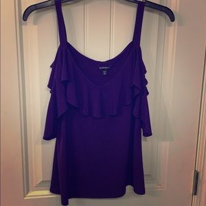 Express purple cold shoulder top